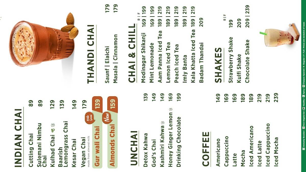 Chaayos Cafe at Cyber Hub menu