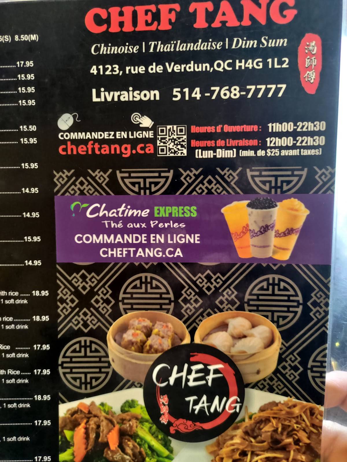 Menu de Chef Tang