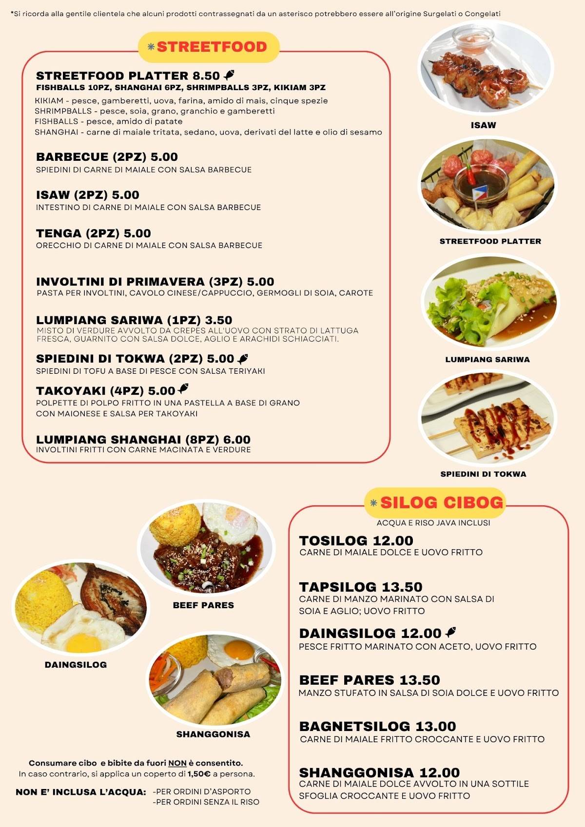 Menu di Cibogan Ristorante Filippino 