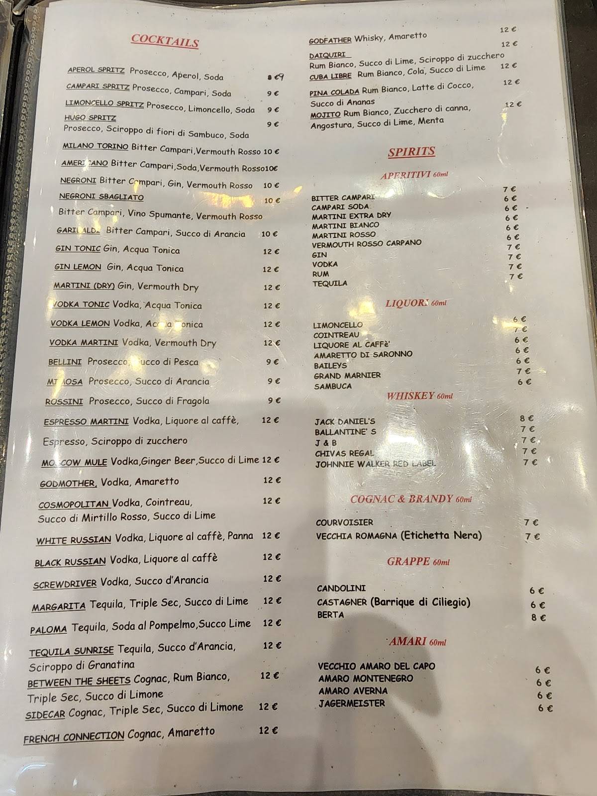 Menu de Colonna Cafè & Restaurant
