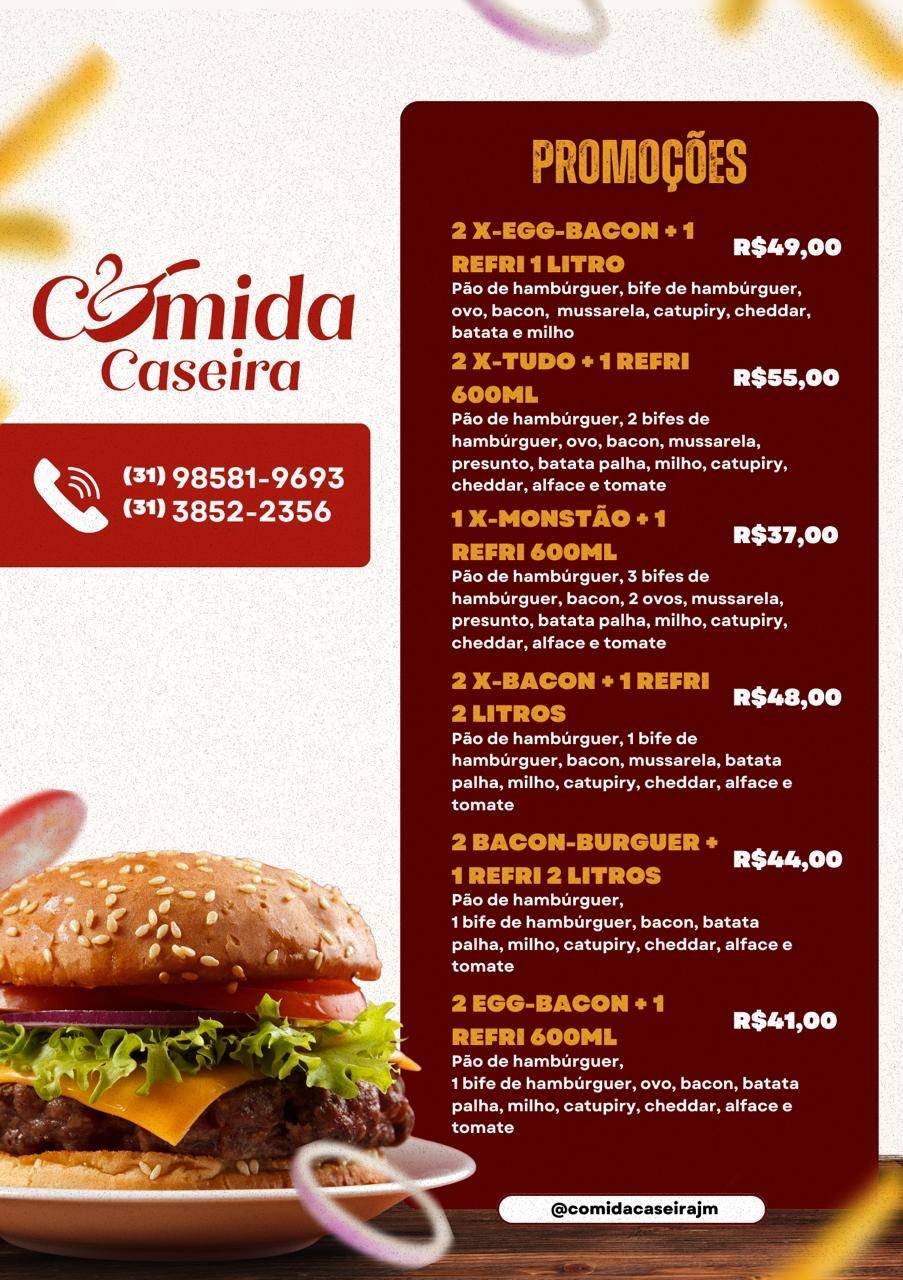 Comida Caseira cardápio