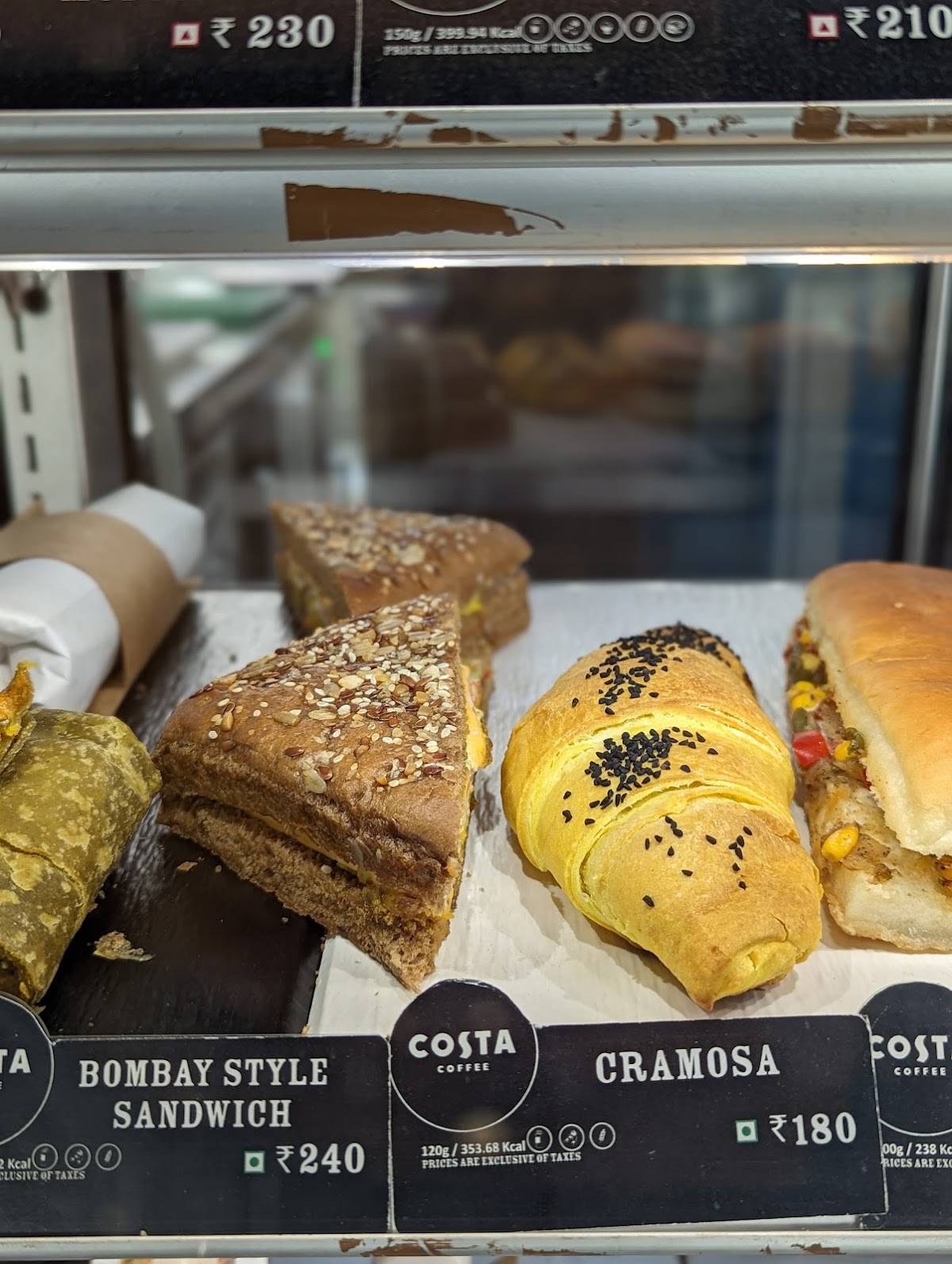 Menu at Costa coffee cafe, Jaipur, International airport