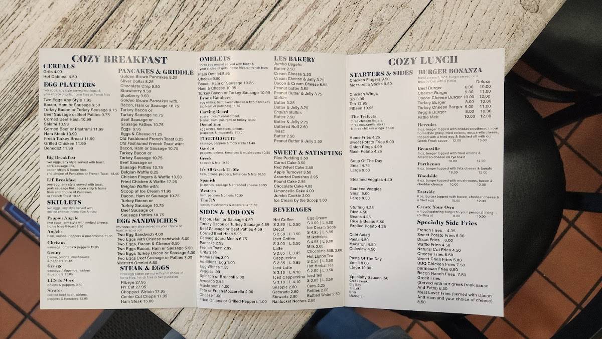 Menu at Cozy Cottage restaurant, Mount Vernon
