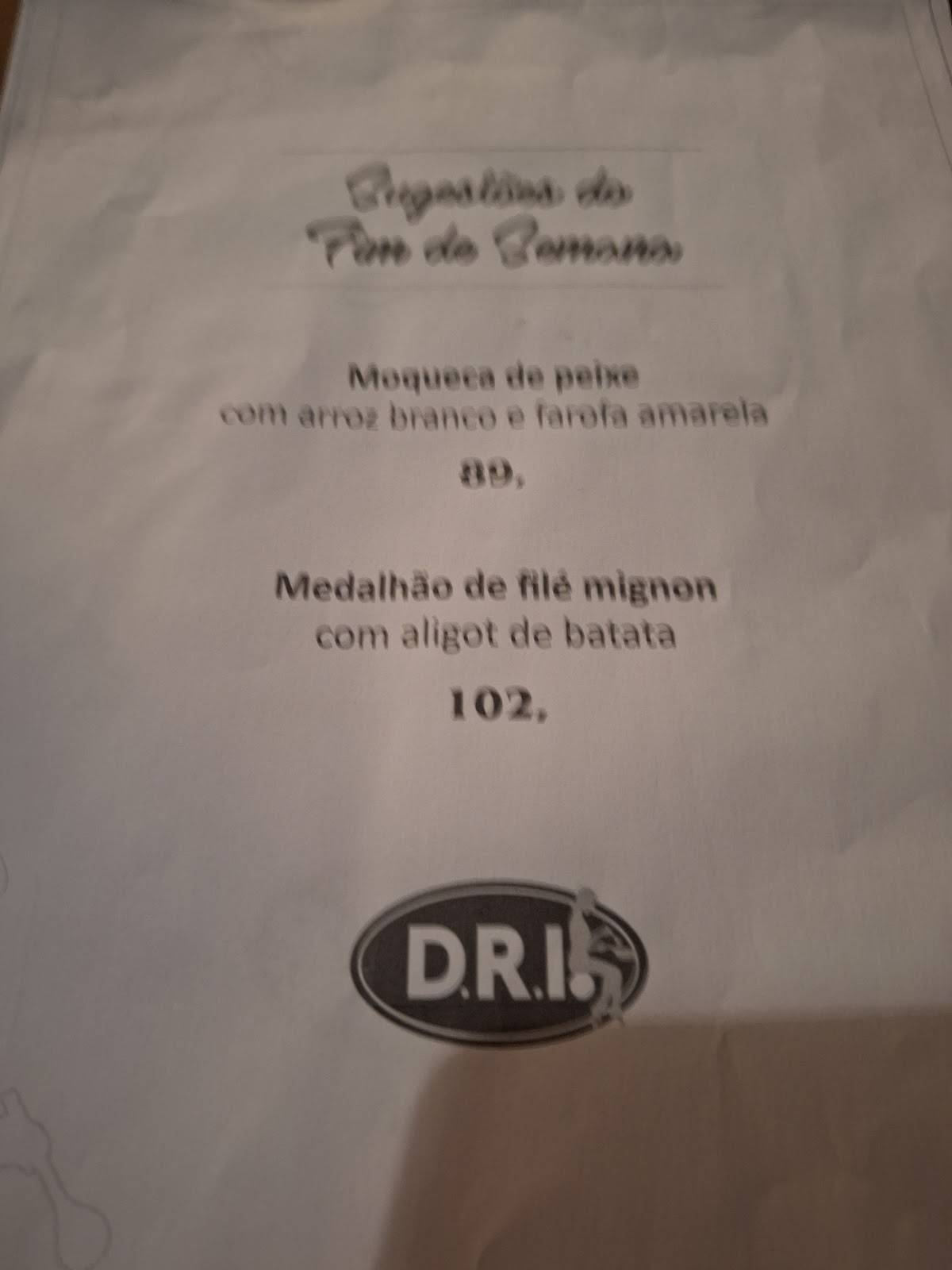 D.R.I. - (Shopping da Gávea) cardápio