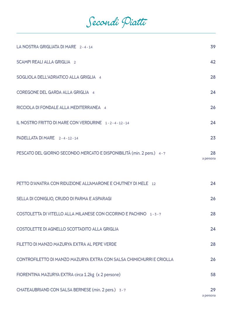 Menu de Da Fabio e Naty