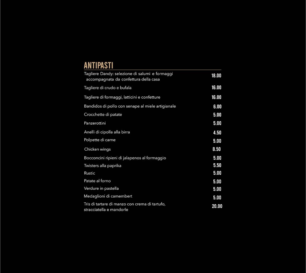 Menu di Dandy Bistrot 