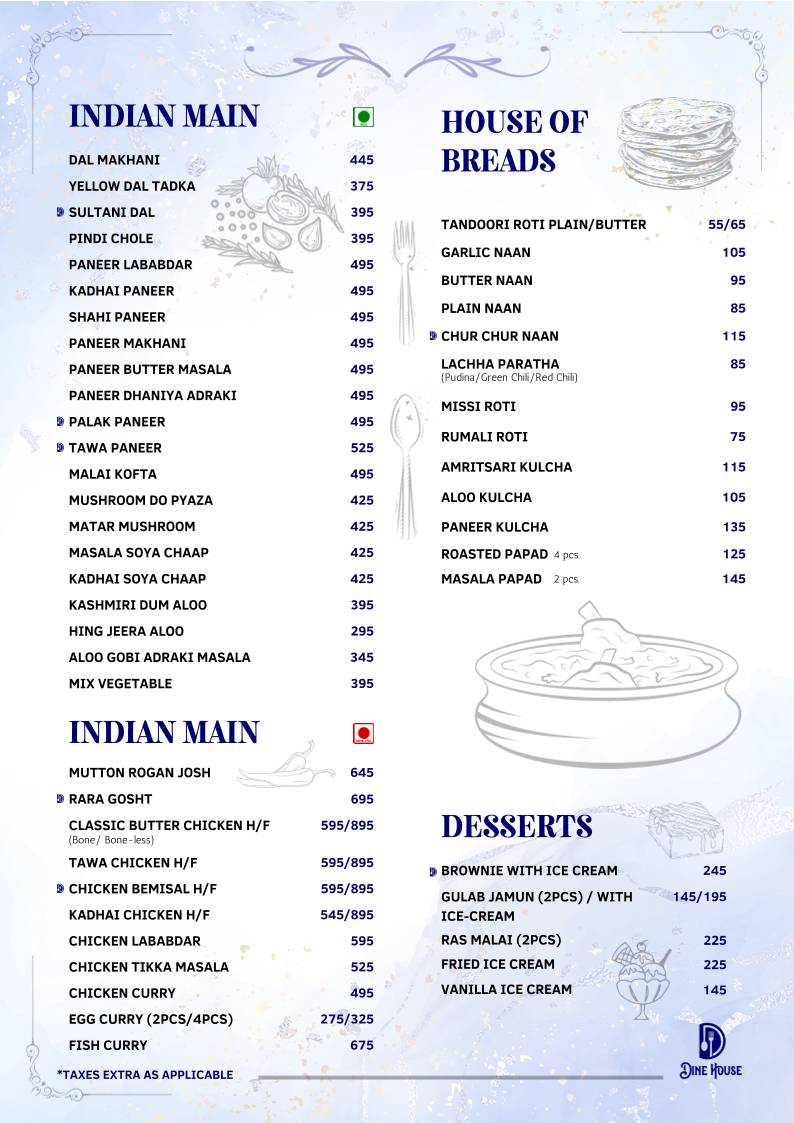 Dine House menu