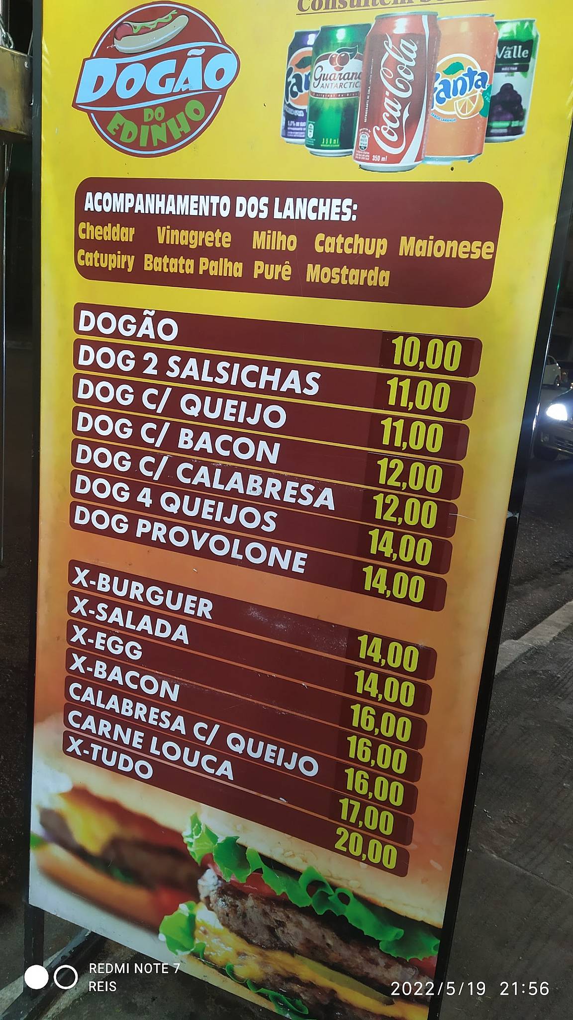 Dogão do Edinho cardápio