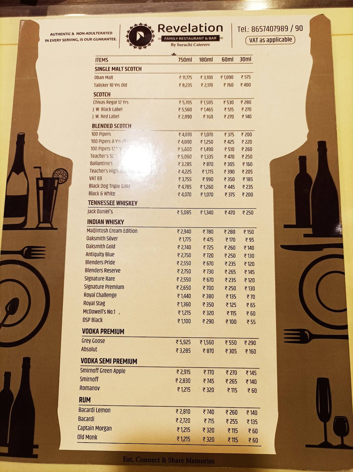 Dombivli Gymkhana - Revelation by Suruchi Caterers, Family Restaurant and Bar menu