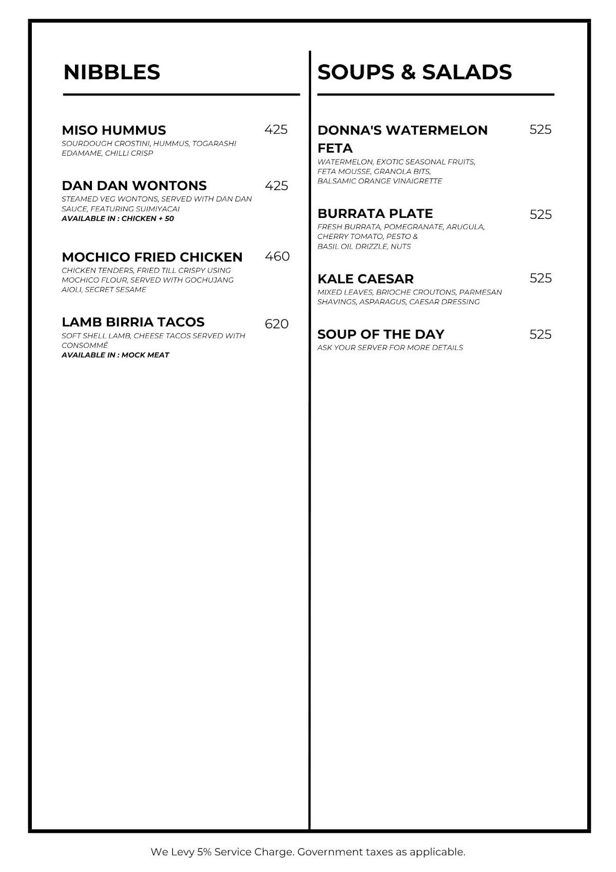 Donna Deli menu