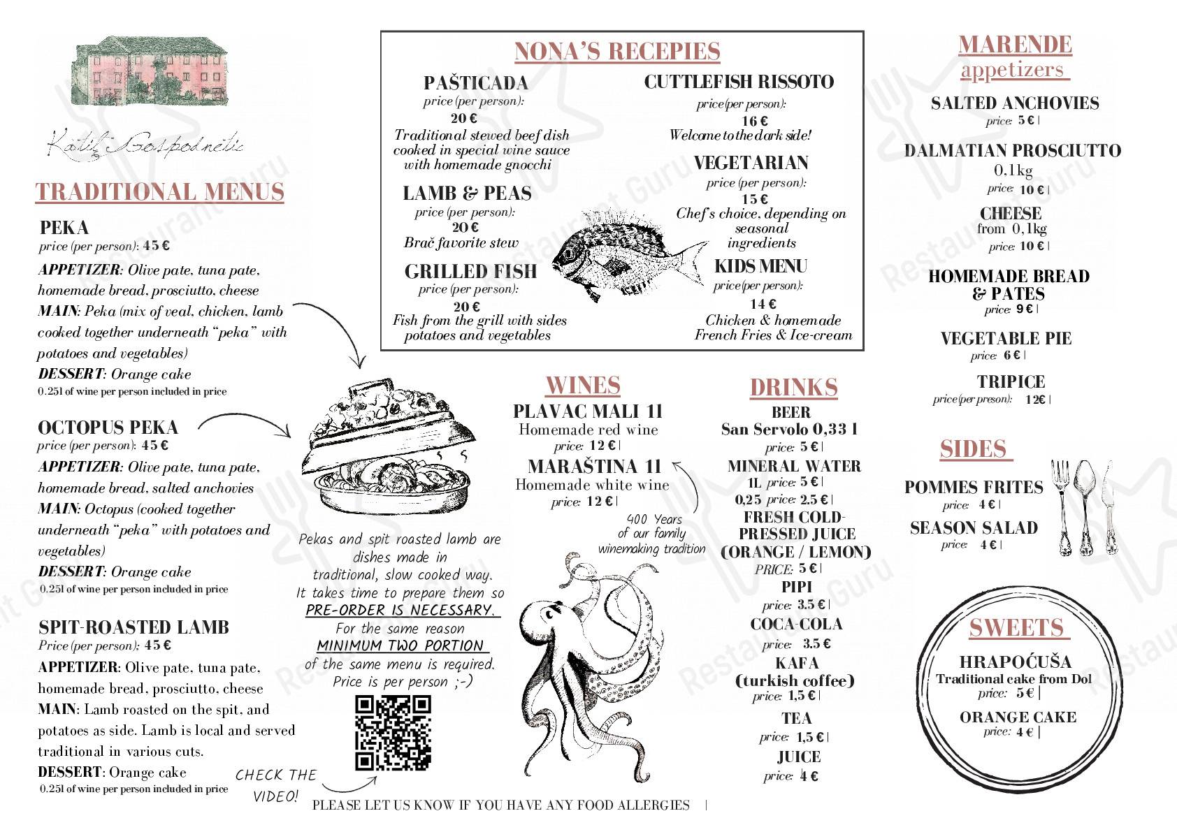 Menu per Restaurant Dora ristorante