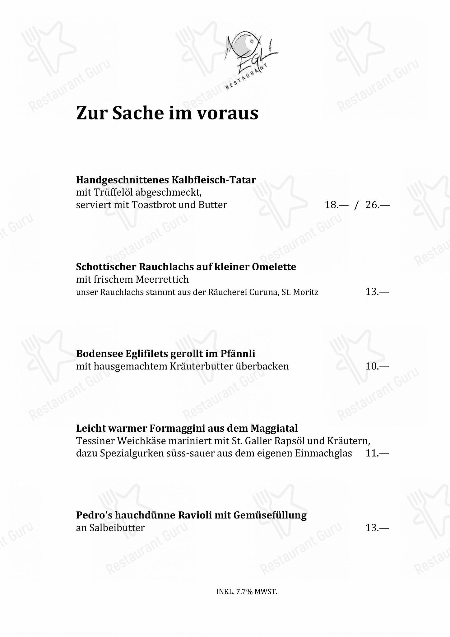 Restaurant Egli in Gossau - Boronia Catering Menu Pack