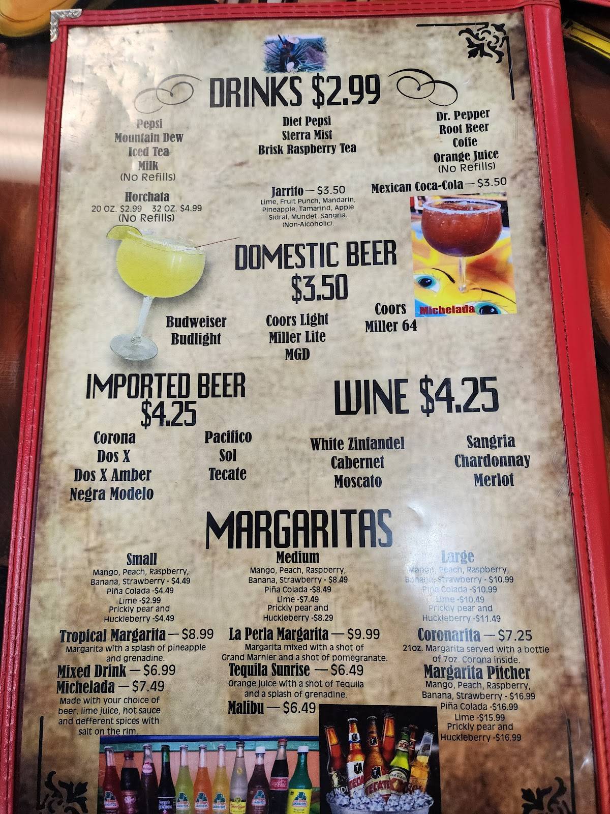 Menu at El Tequila restaurant, Antigo