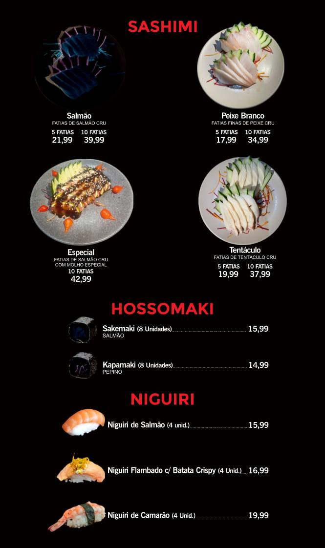 Escarpas Sushi Bar l Rodízio de Comida Japonesa e Restaurante Japonês em Ribeirão Preto cardápio