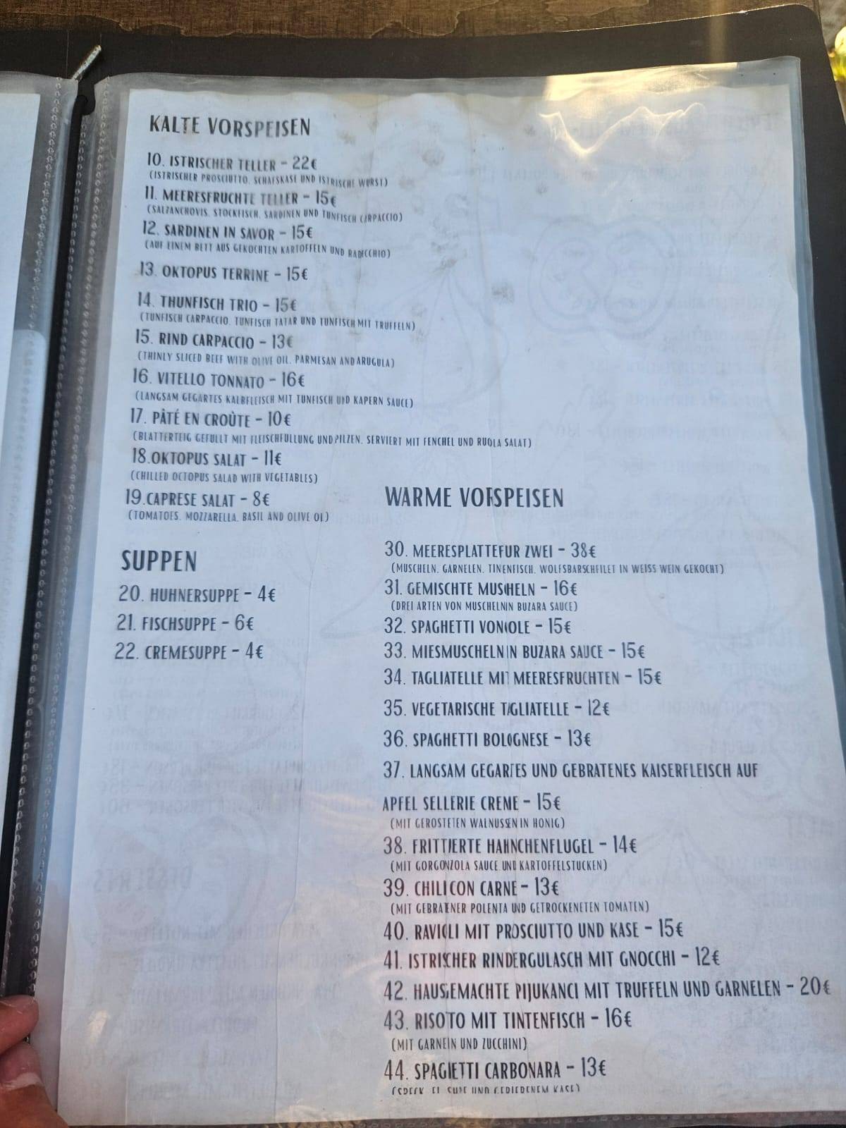 Menu di Restaurant Financa 