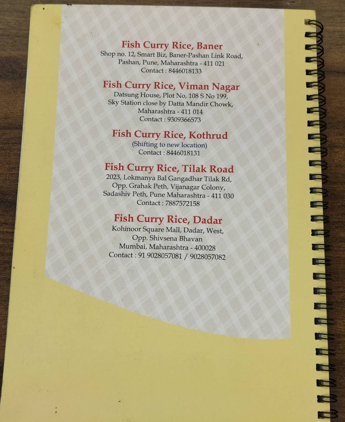 Fish Curry Rice - Baner Pashan Link Road menu