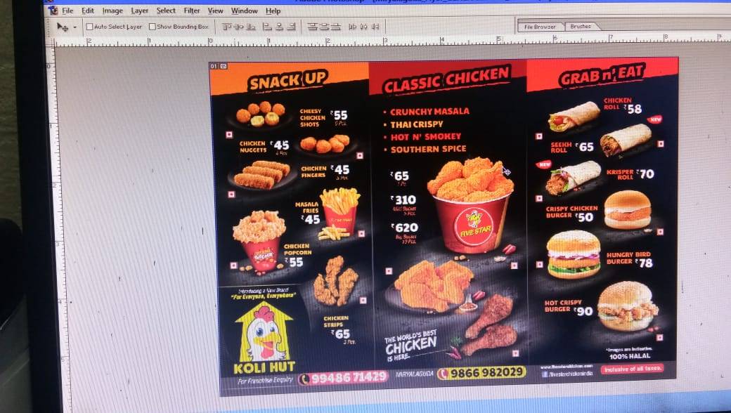 Five star menu