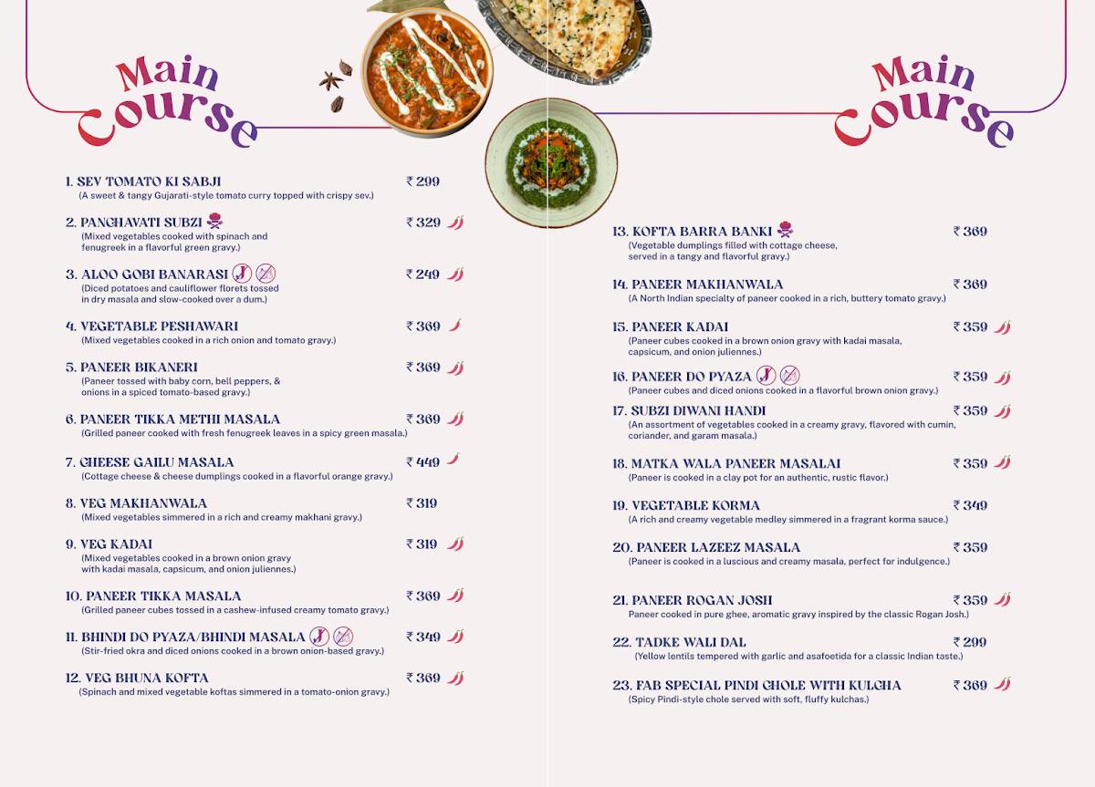 Flavours at Bay - Pure Veg and Jain Restaurant menu