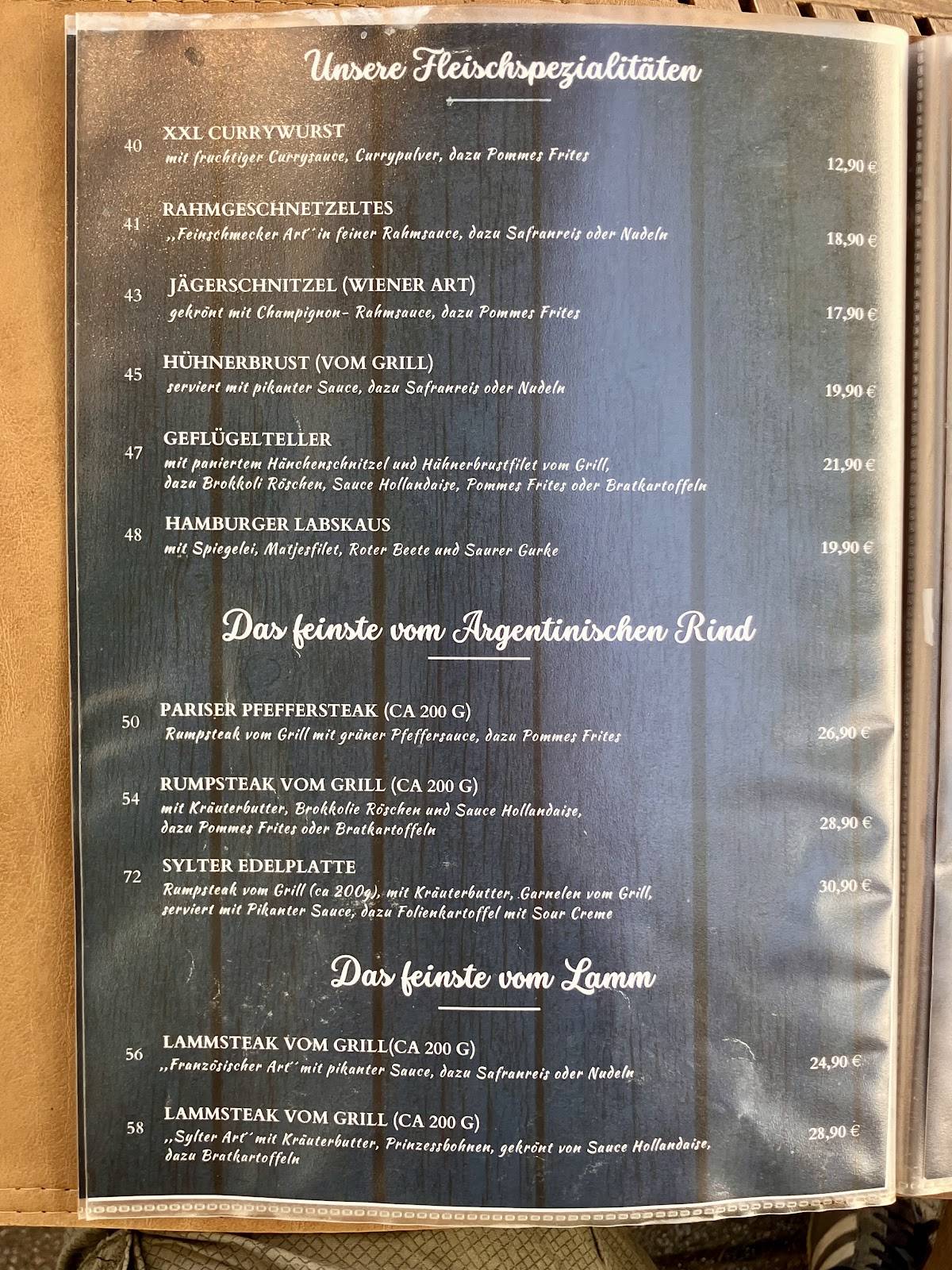 Menu de Friesenkate