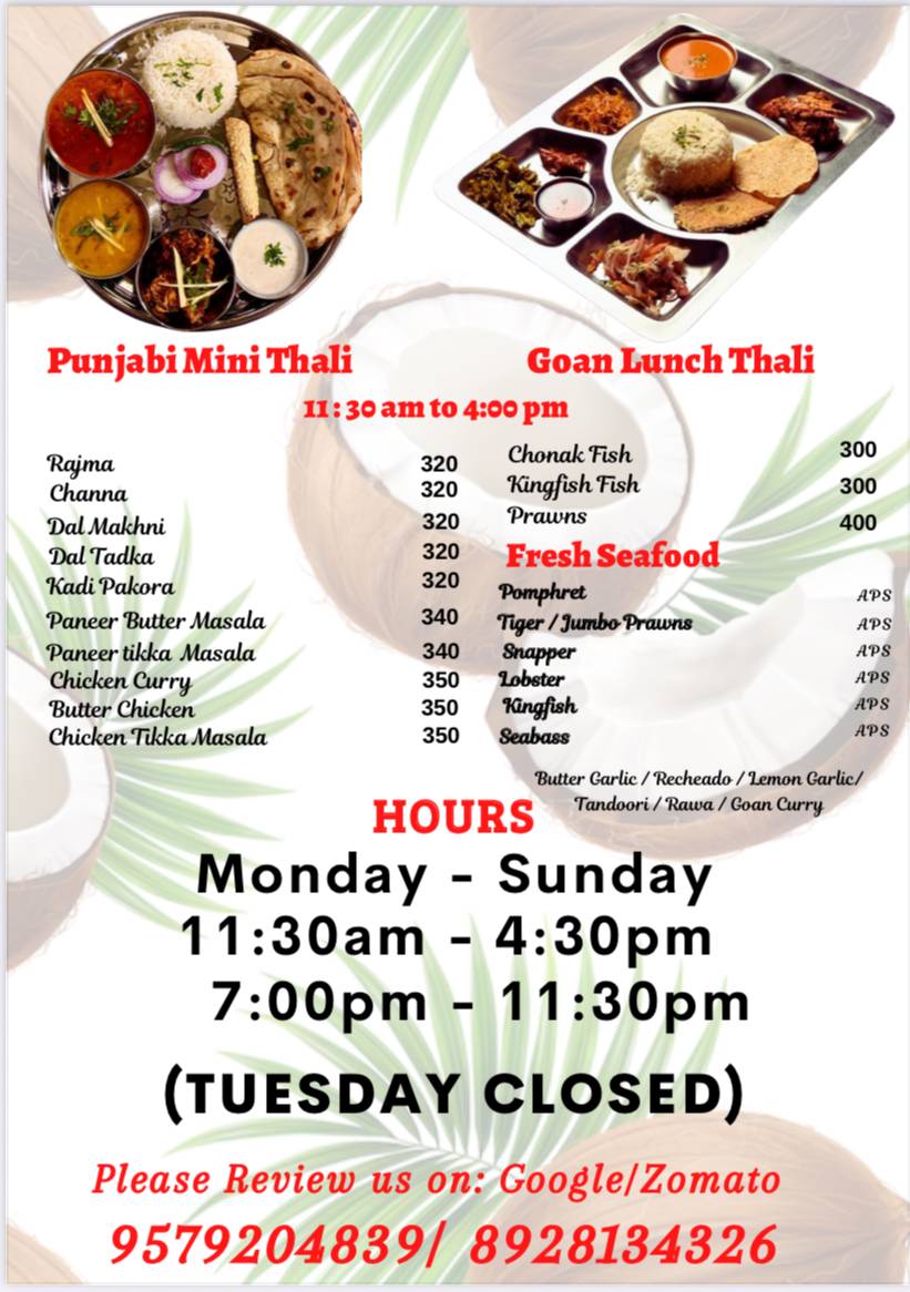 Gagan's Restaurant menu