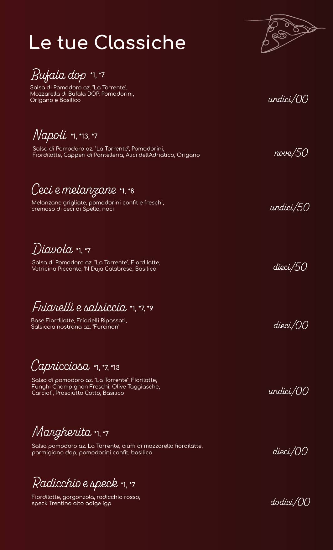 Menu di Garage Pizzeria Gourmet Senigallia 