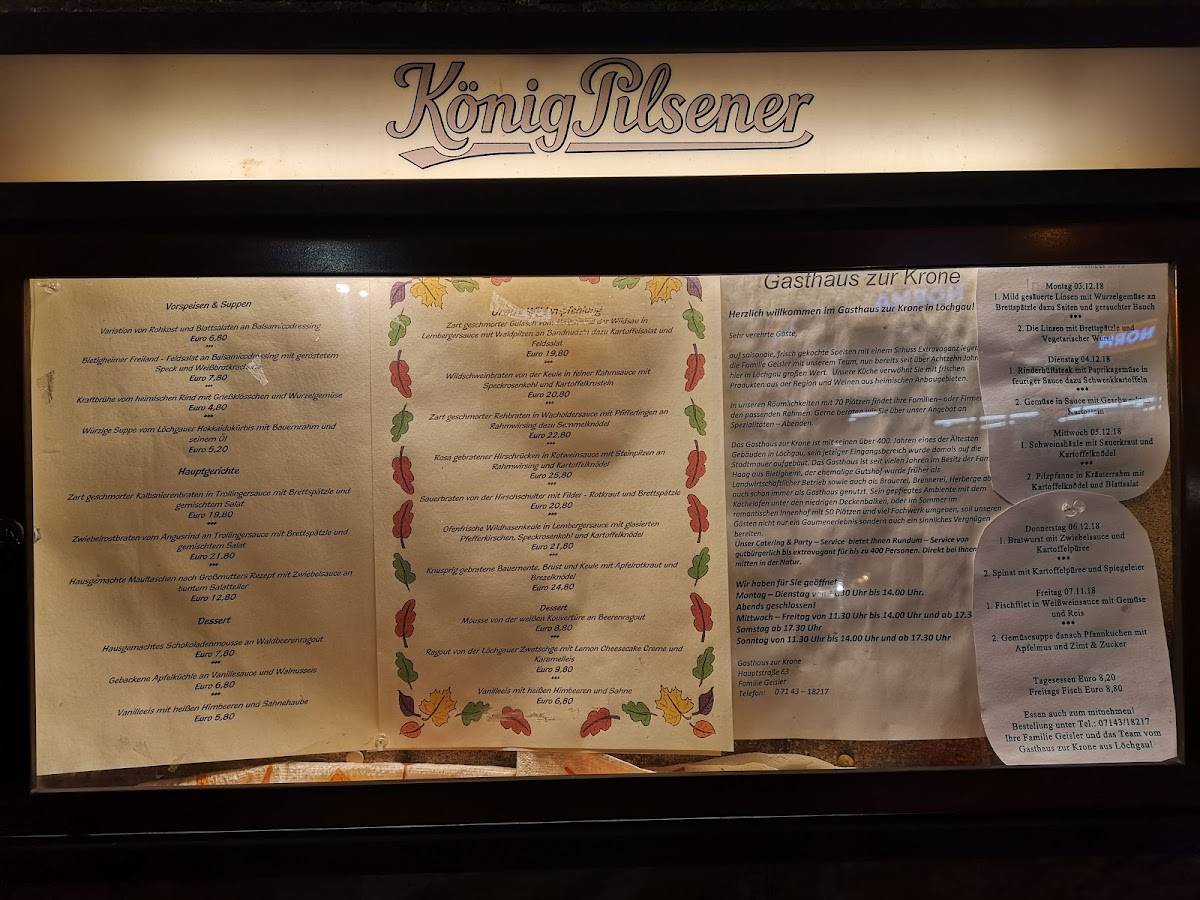 Speisekarte von Gasthaus zur Krone Inh. Boris Geisler restaurant, Löchgau
