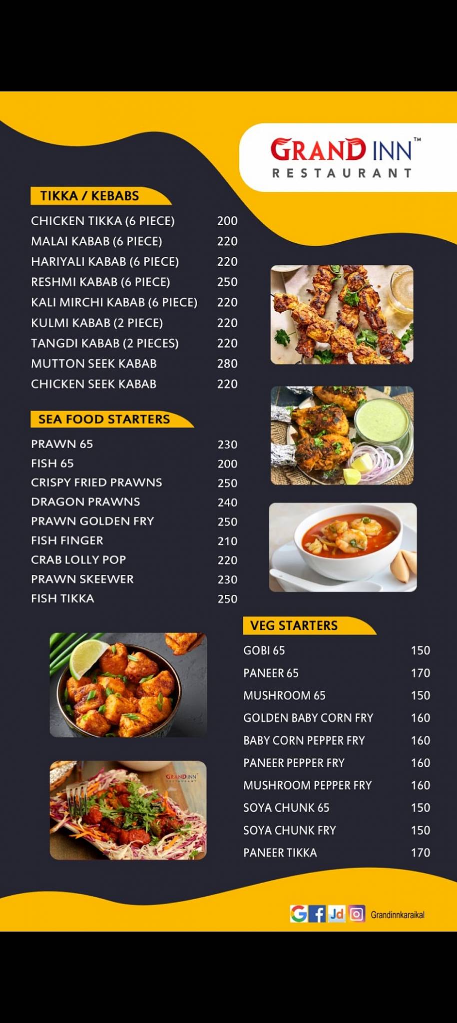 Grand inn Restaurant menu