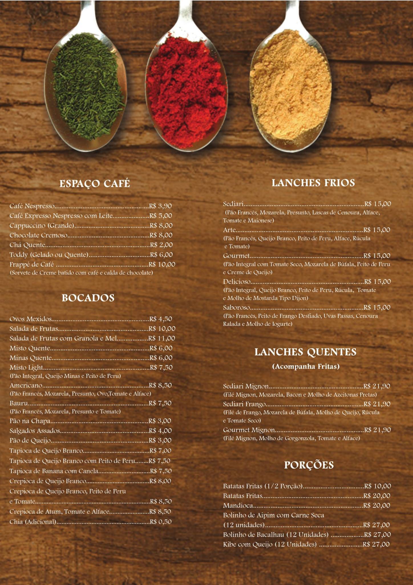 Grupo Sediari Restaurante e Buffet cardápio