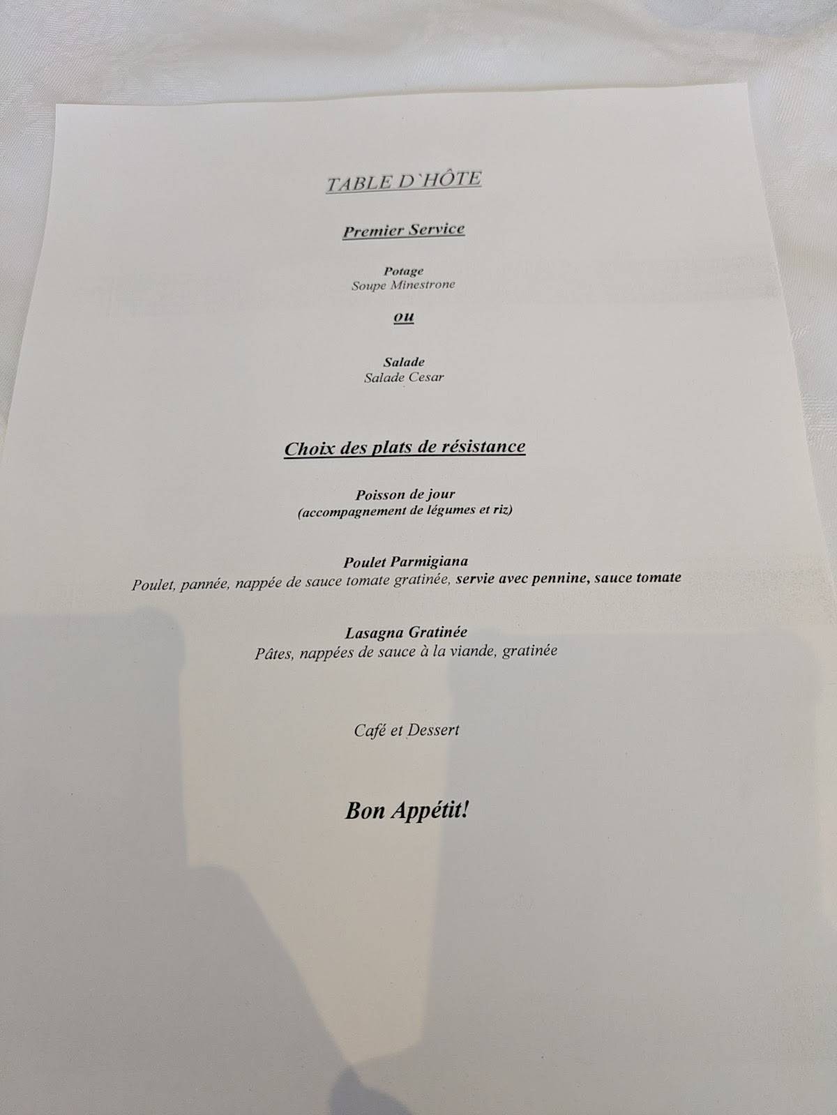 Menu de Restaurant Gualdieri