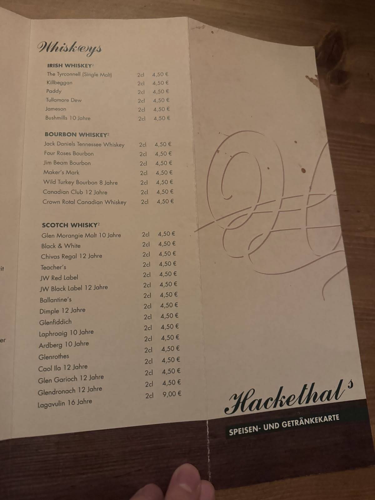 Menu de Hackethal's