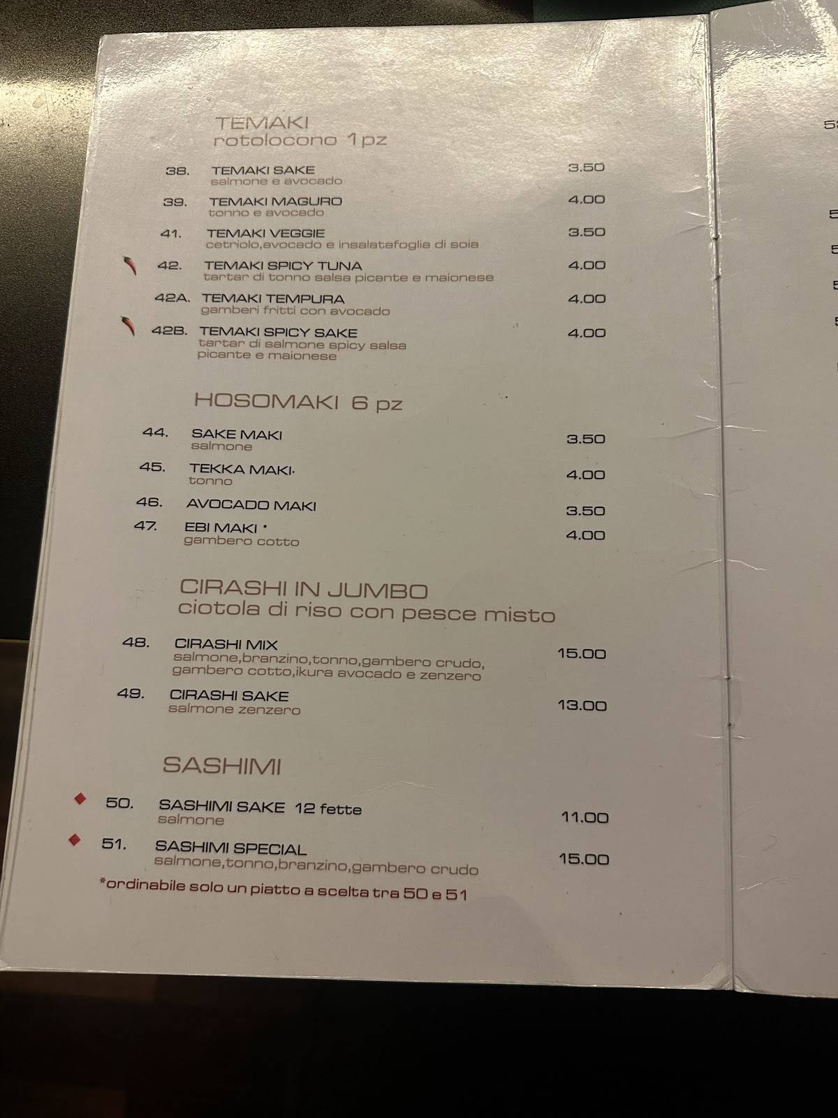 Menu di Hanabi di Liang Xiaoping & C. 