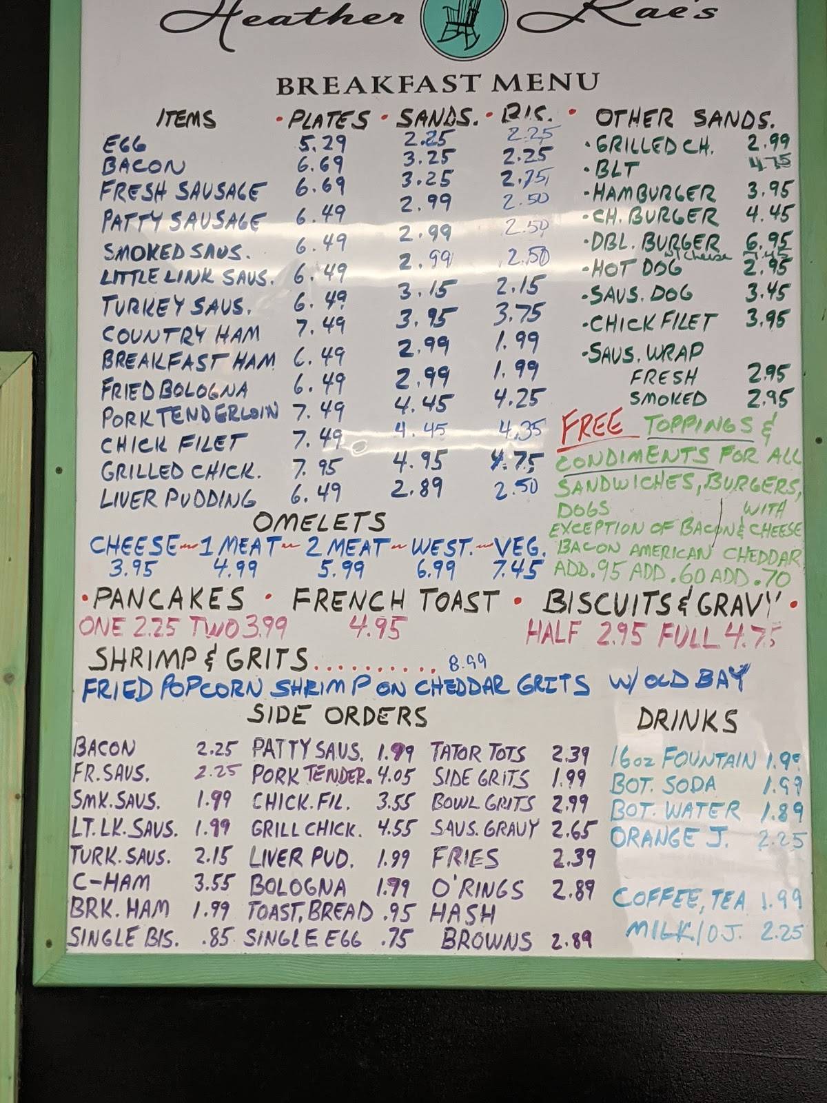 Menu at Heather Rae's Comfort Cookin' Restaurant, Delco, Andrew Jackson ...