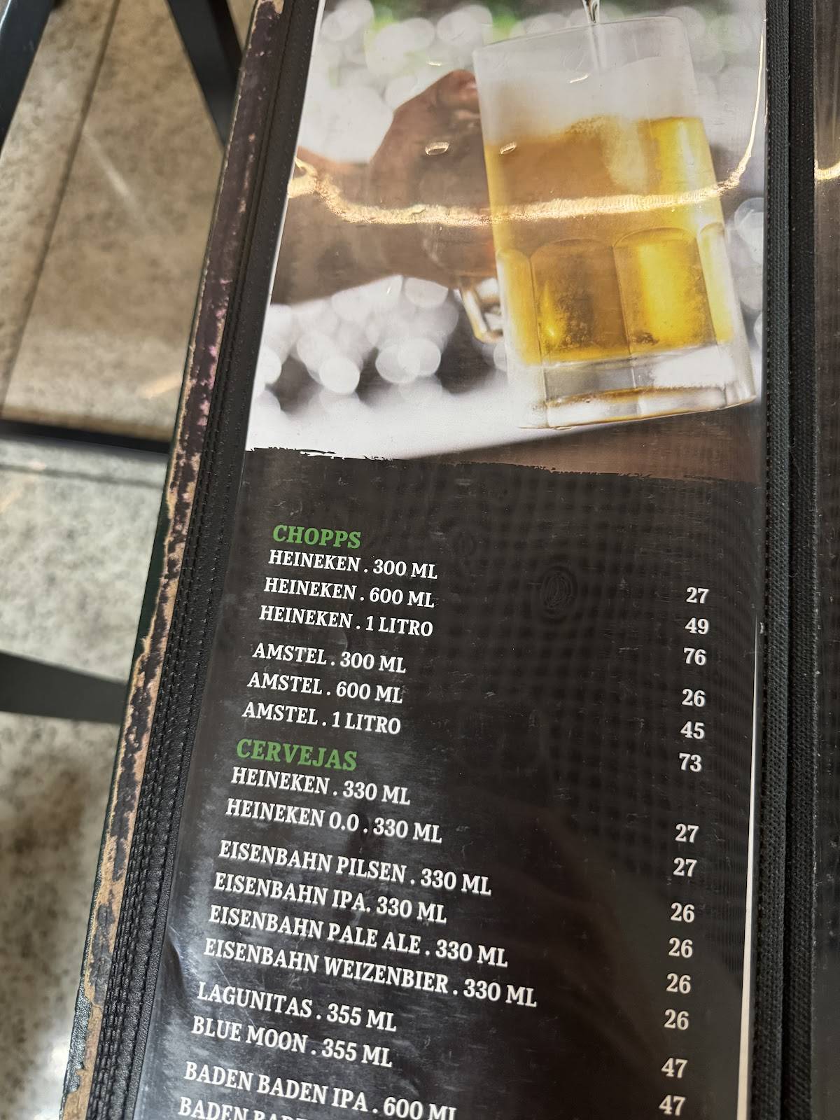 Living HNK T3 Aéreo: Restaurante, Heineken, Chopp, Aeroporto, Guarulhos, SP cardápio