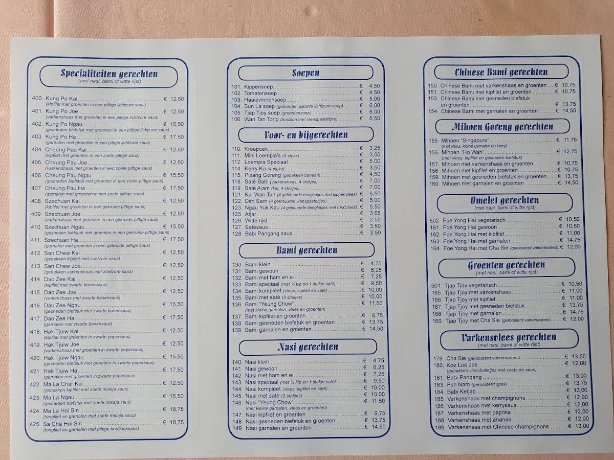 Ho wah menu discount