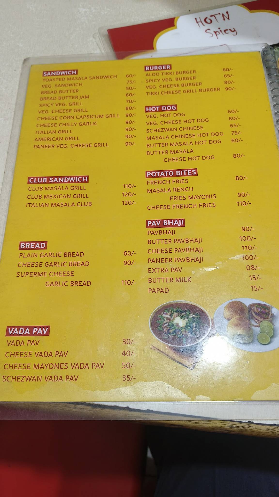 Hot n spicy menu