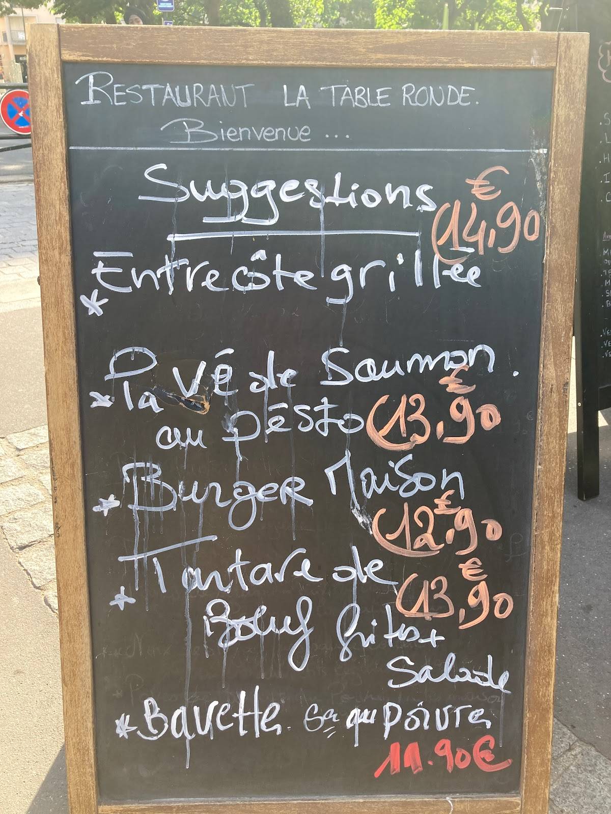 Menu de LA TABLE RONDE - Restaurant et Hotel