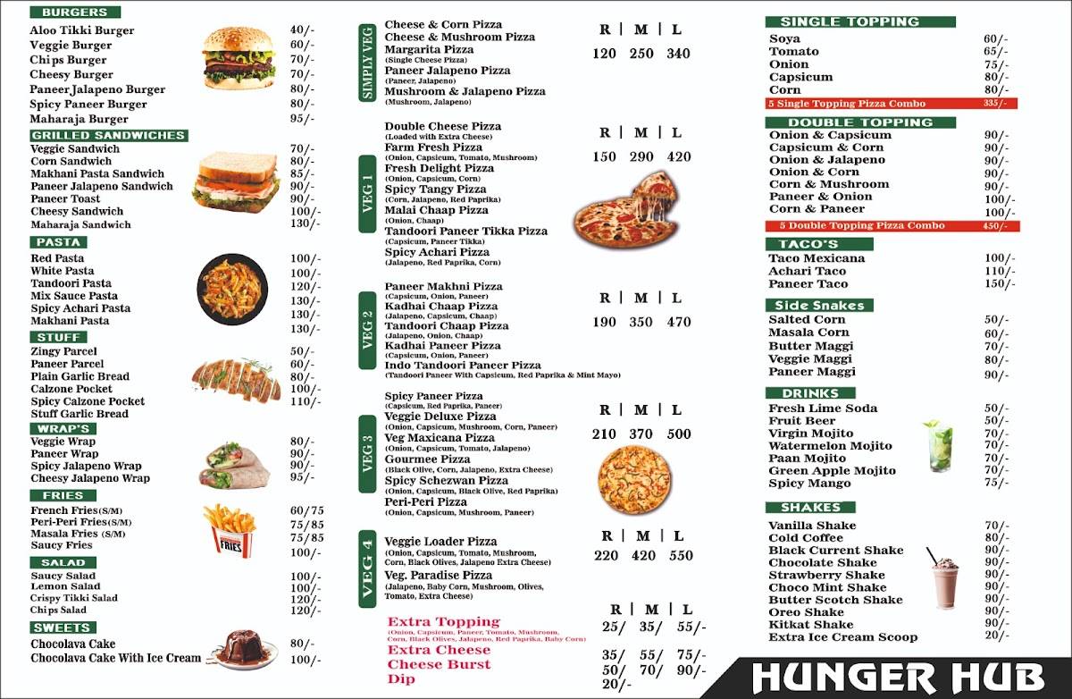 Hunger Hub - Best Pizza Restaurant in Cheeka menu