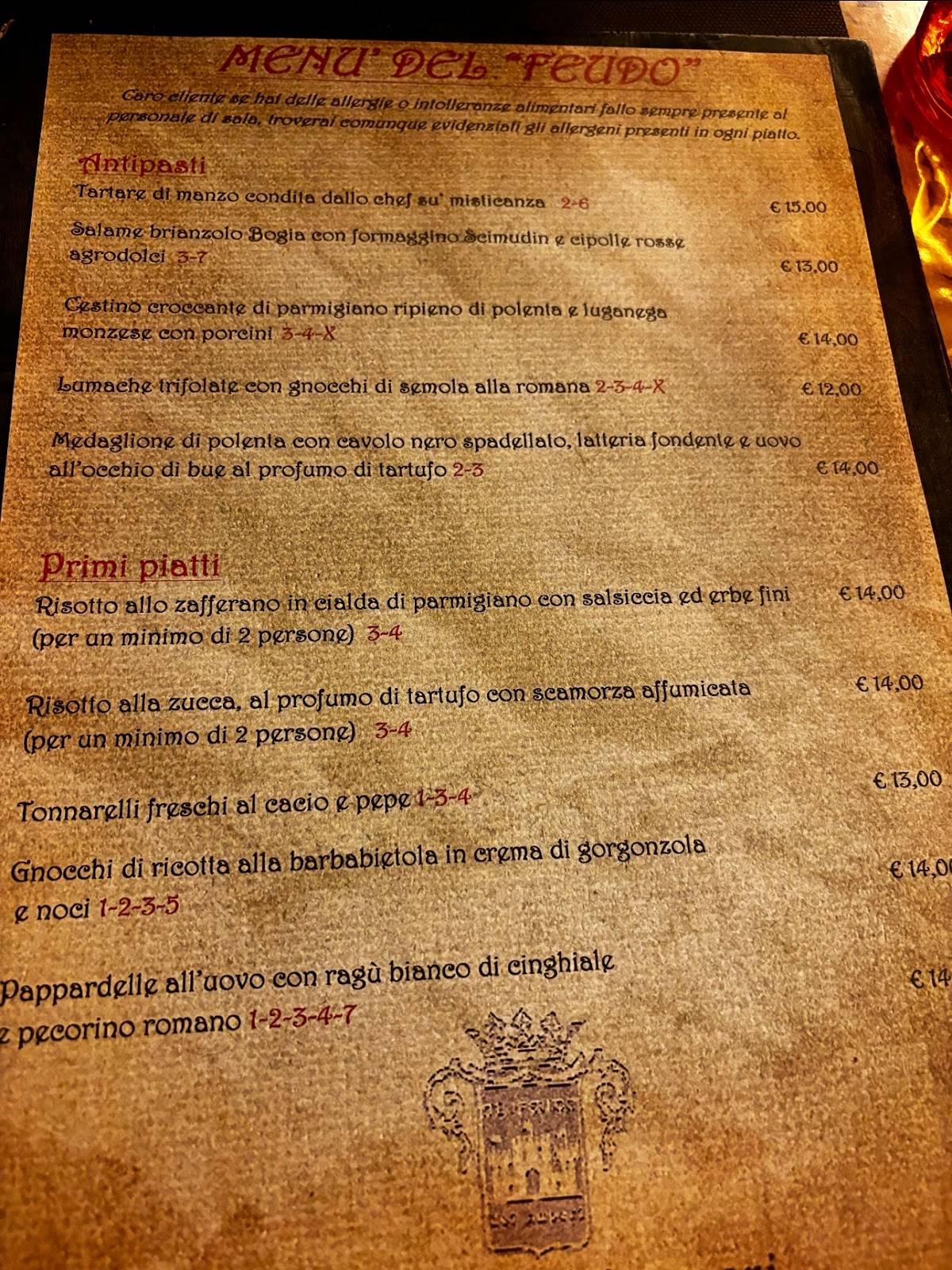 Menu di Il Feudo dei Sapori 