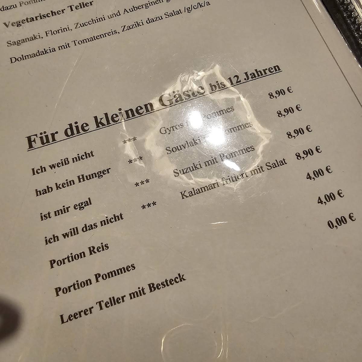 Menu de Restaurant Ilios