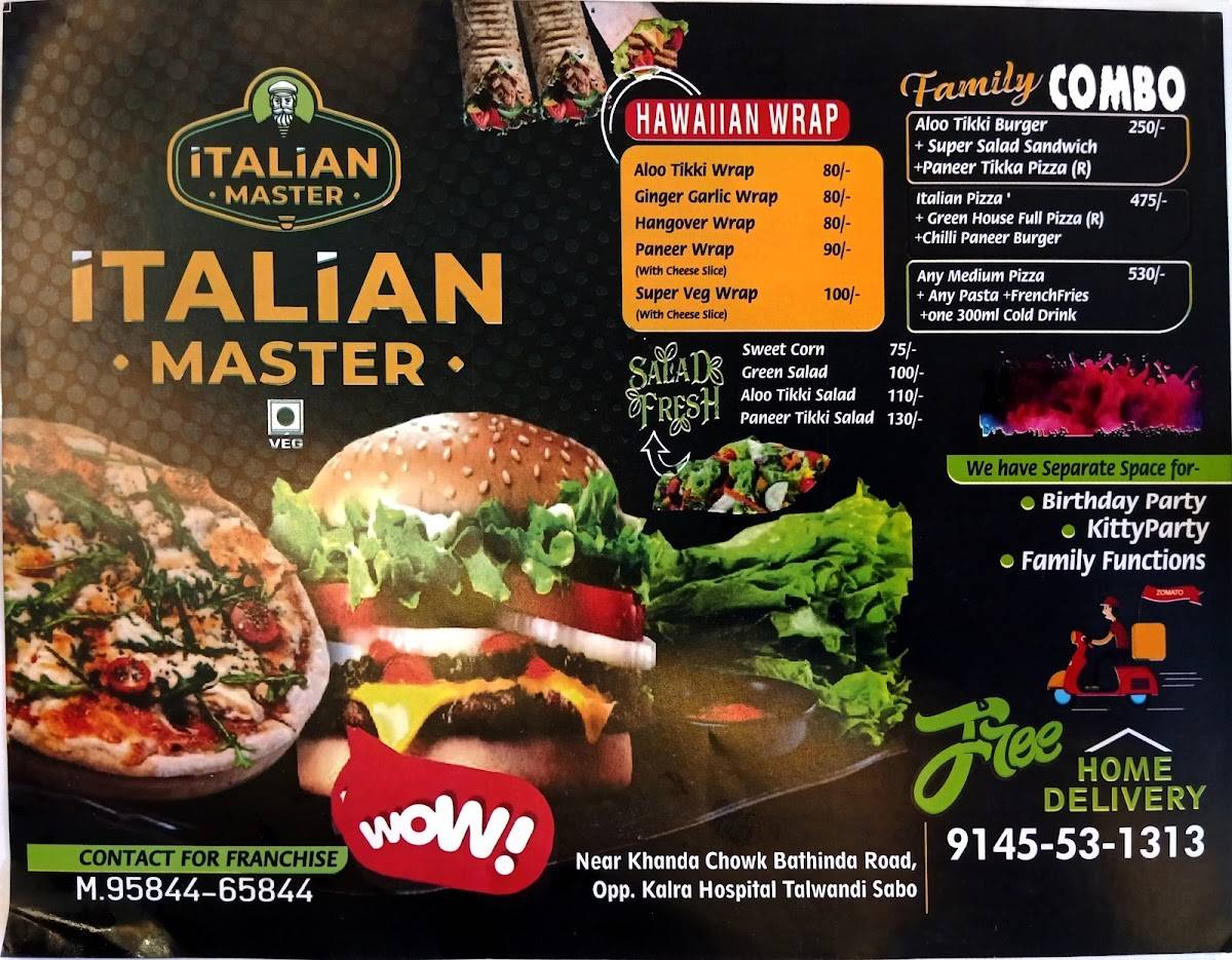 Italian master menu