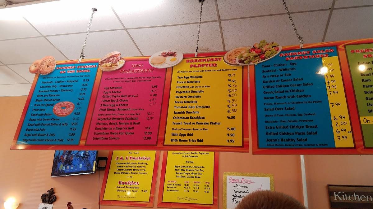 Menu at J & J Beyond Bagels restaurant,