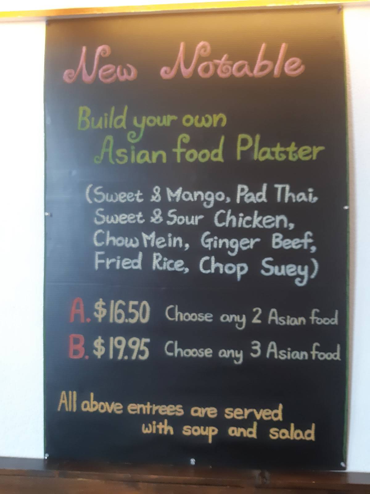 Menu at JJ Joy restaurant, Penticton