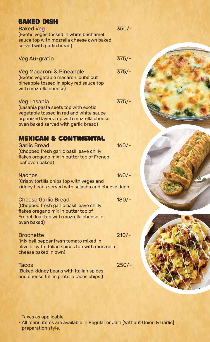 Jain Kitchen Exclusive, Pure Vegetarian Restaurant menu