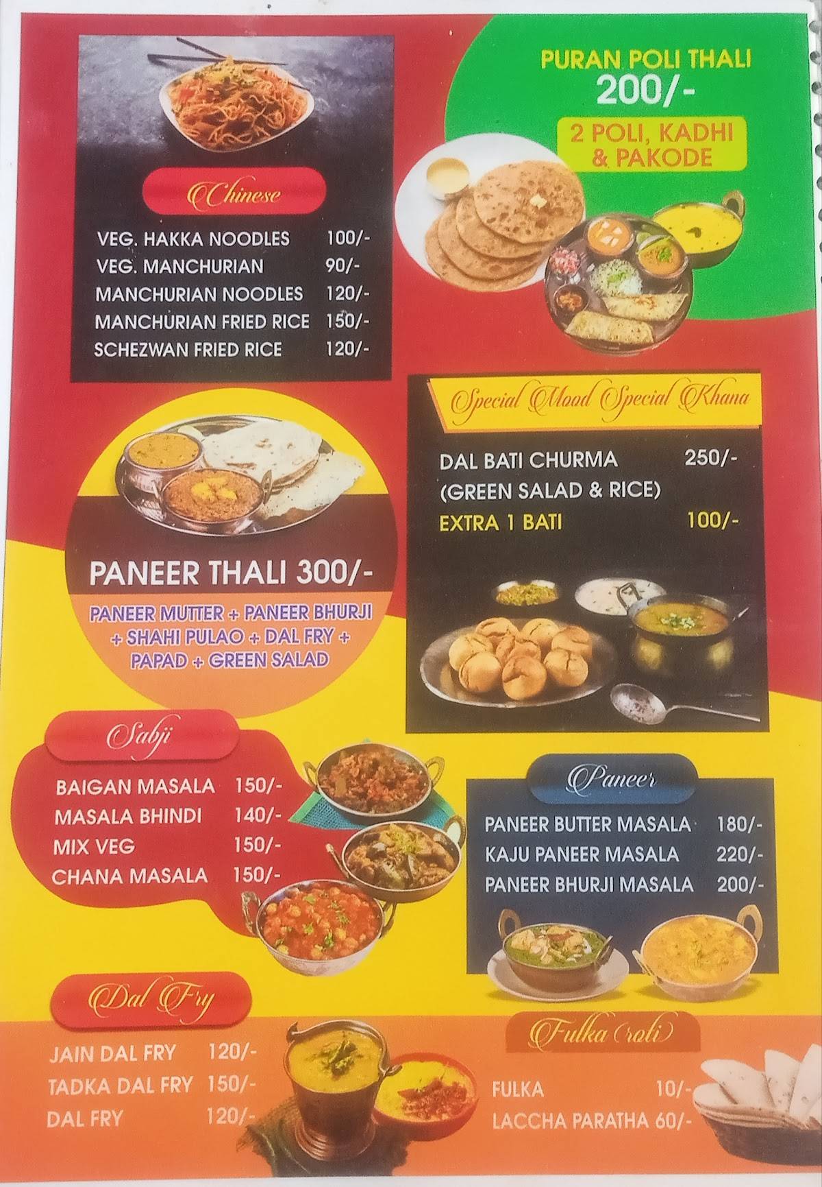 Jain Varities menu