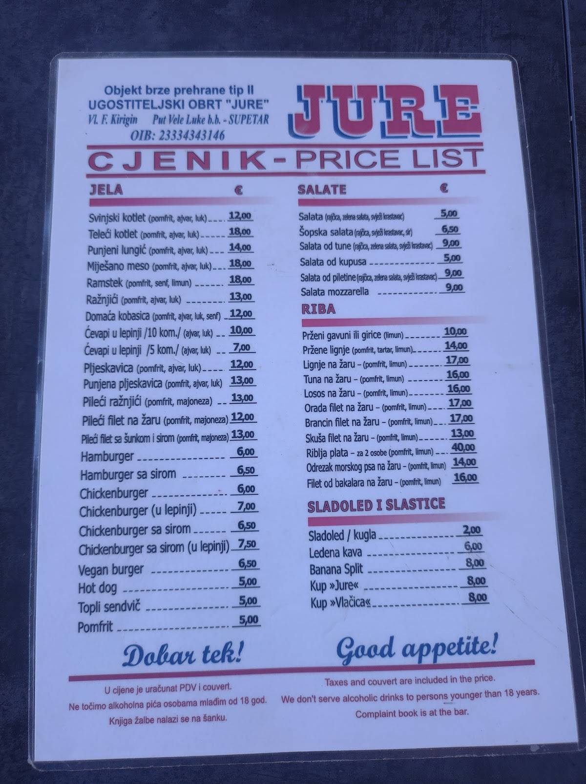 Menu di Jure 