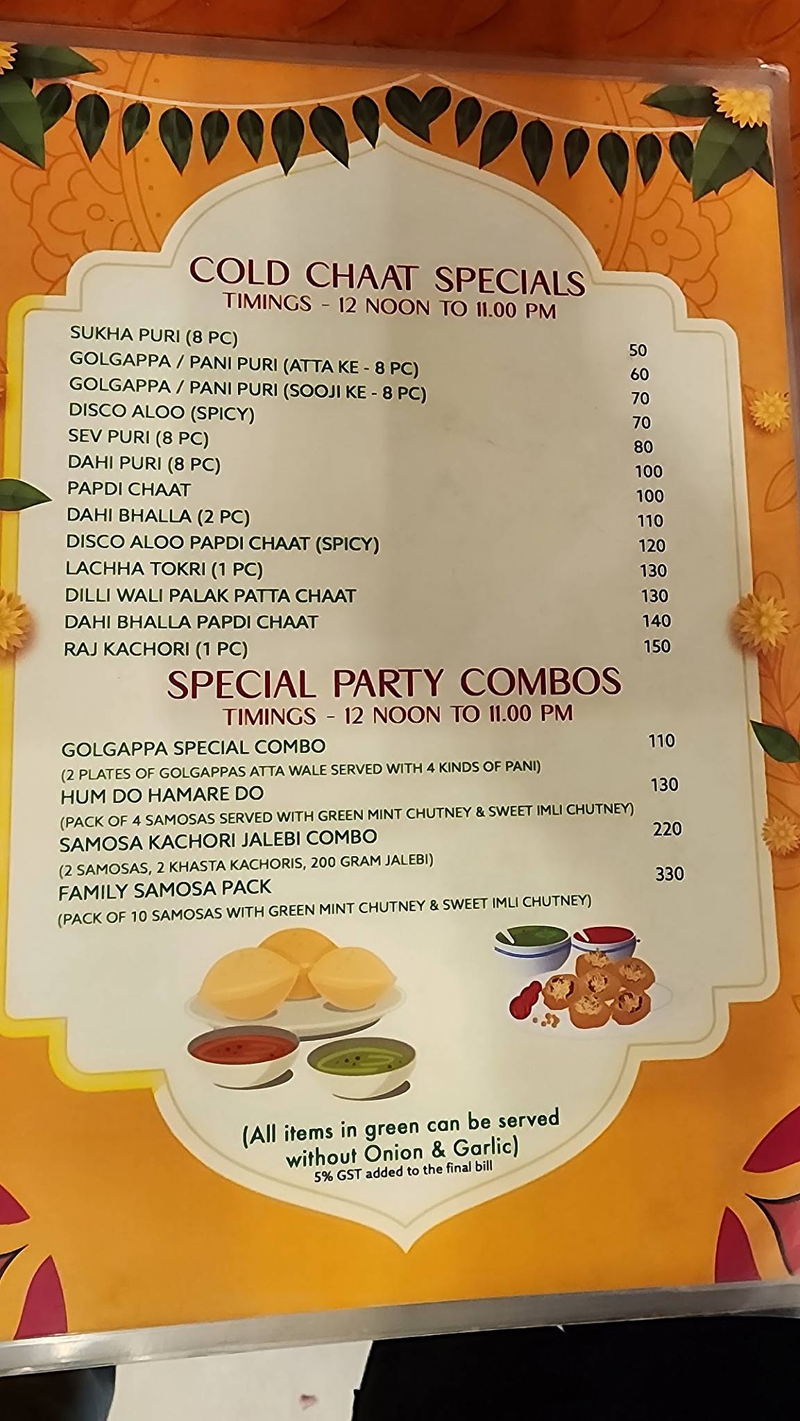 KCB - Kapoor's Chaat Bhandaar - Main Branch menu