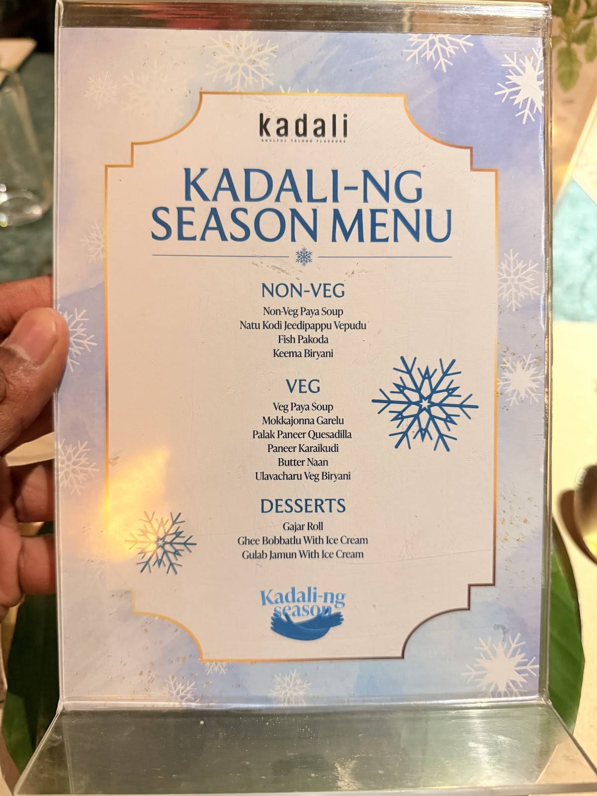 Kadali Kitchen menu