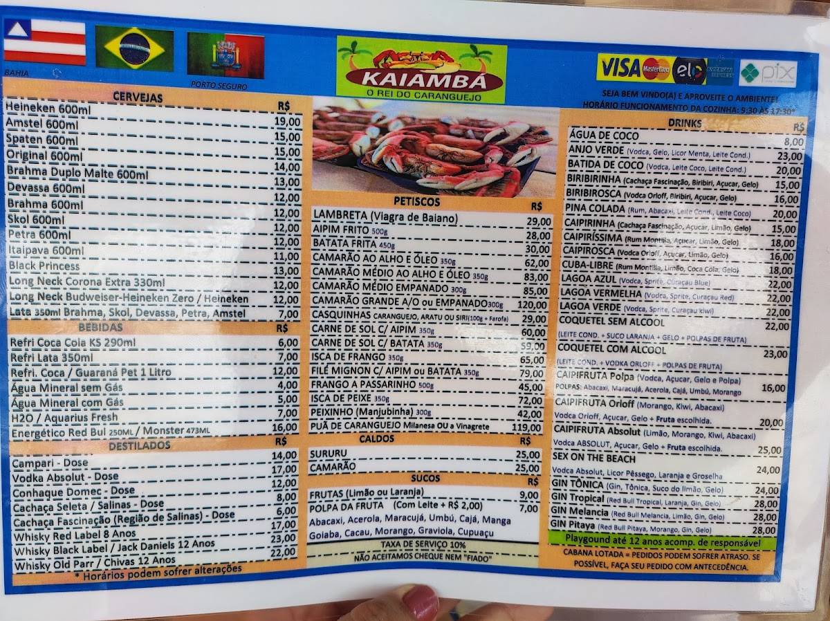 Kaiambá O Rei Do Caranguejo cardápio