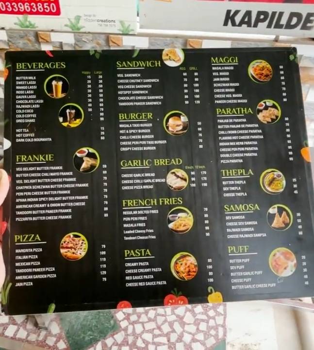 Kapildev food story menu