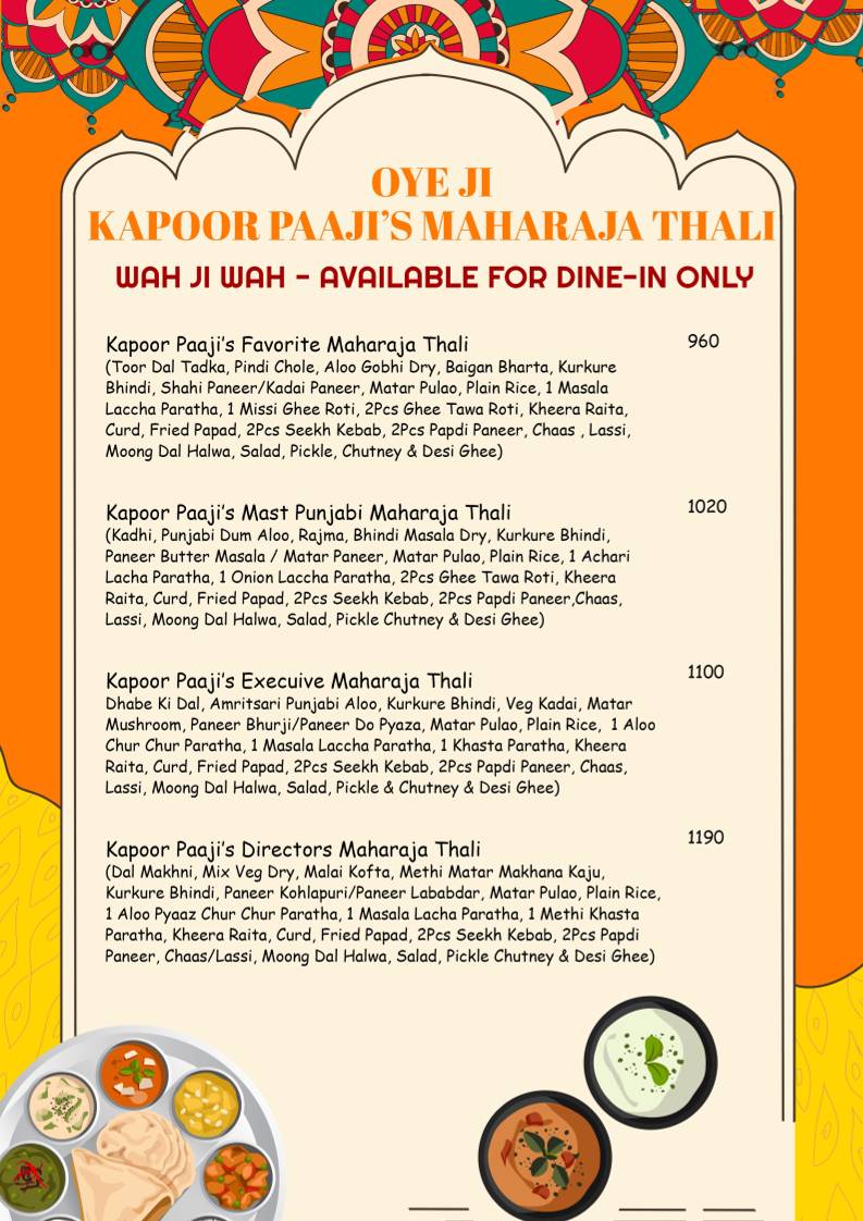 Kapoor's Cafe Electronic City menu